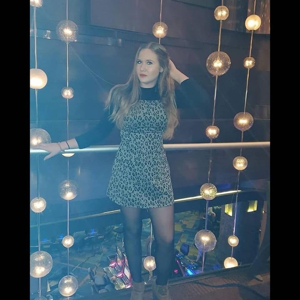 Jolt Gray and Brown Animal Print overall dress